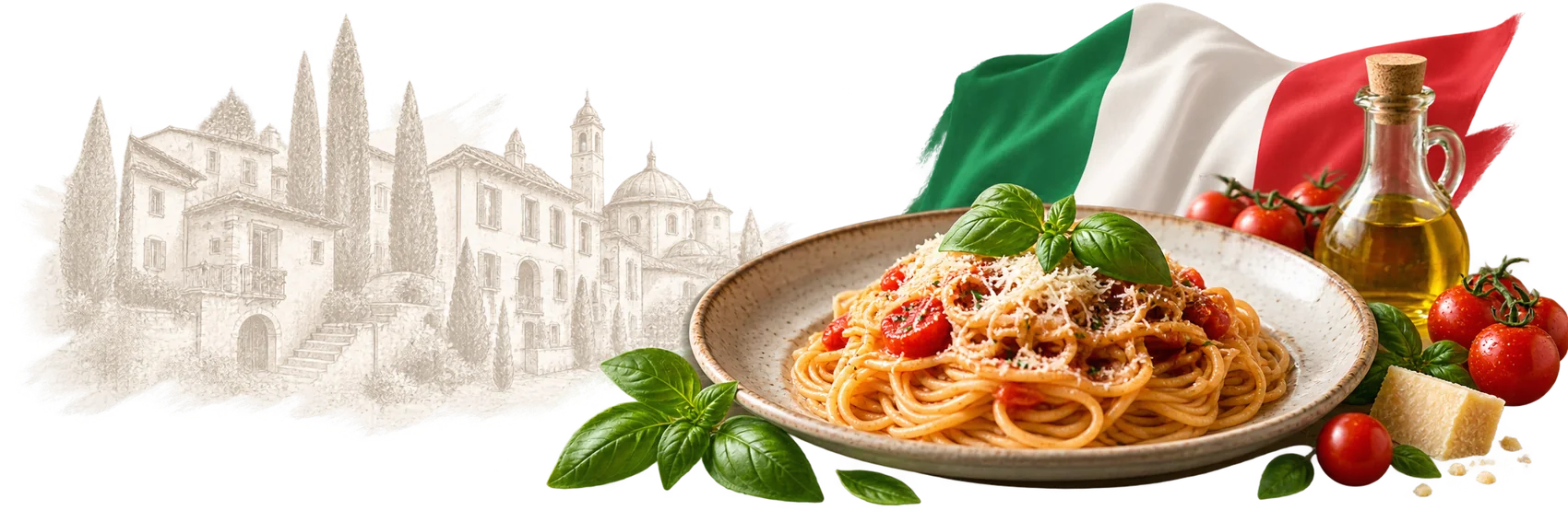 Italienische Pasta mit Tomaten und Olivenöl
